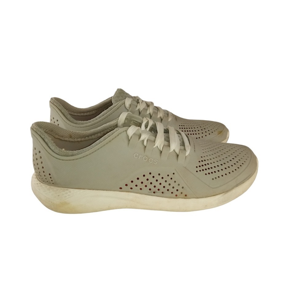 Crocs Literide Pacer Womens Sneakers Gray Round Toe Comfort Lace Up Size 9